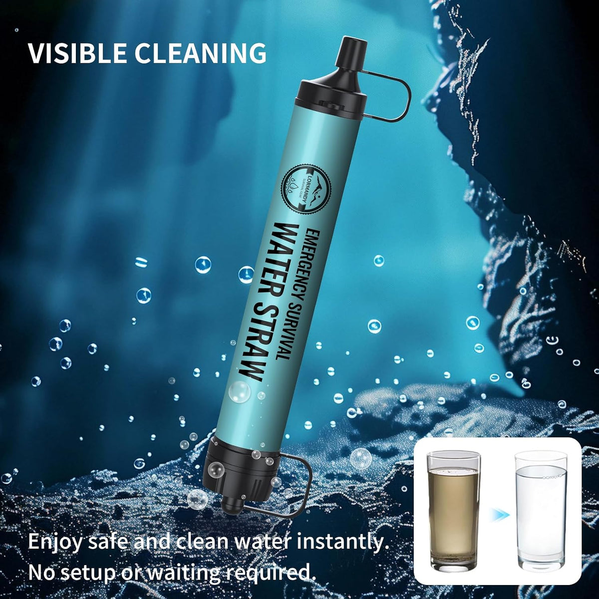 Paja de filtro de agua portátil ultraligera