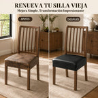 Fundas impermeables para sillas de comedor, juego de 4, fundas de 21 pulgadas de cuero sintético para sillas de comedor, extraíbles y lavables, fundas protectoras para la parte trasera
