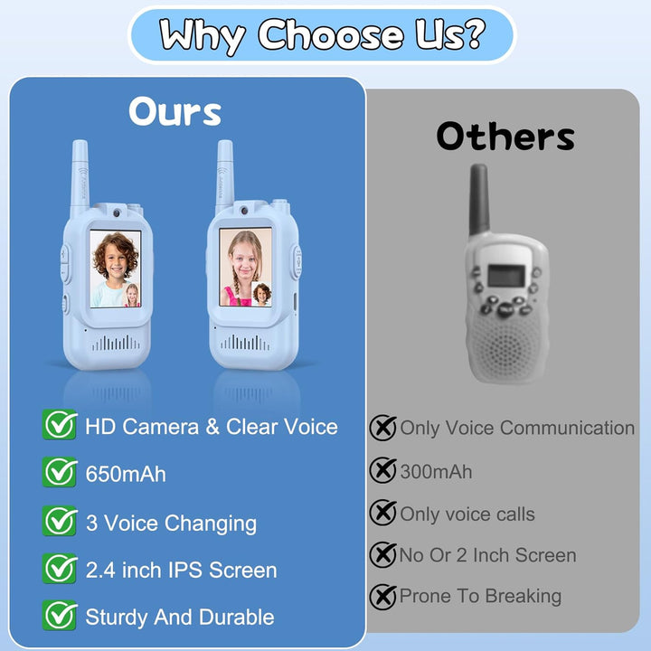Walkie Talkies para niños, paquete de 2, radios bidireccionales rec...