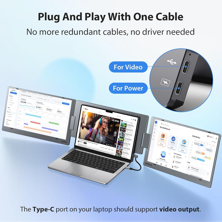 KYY - Extensor de pantalla para computadora portátil, monitor tripl...