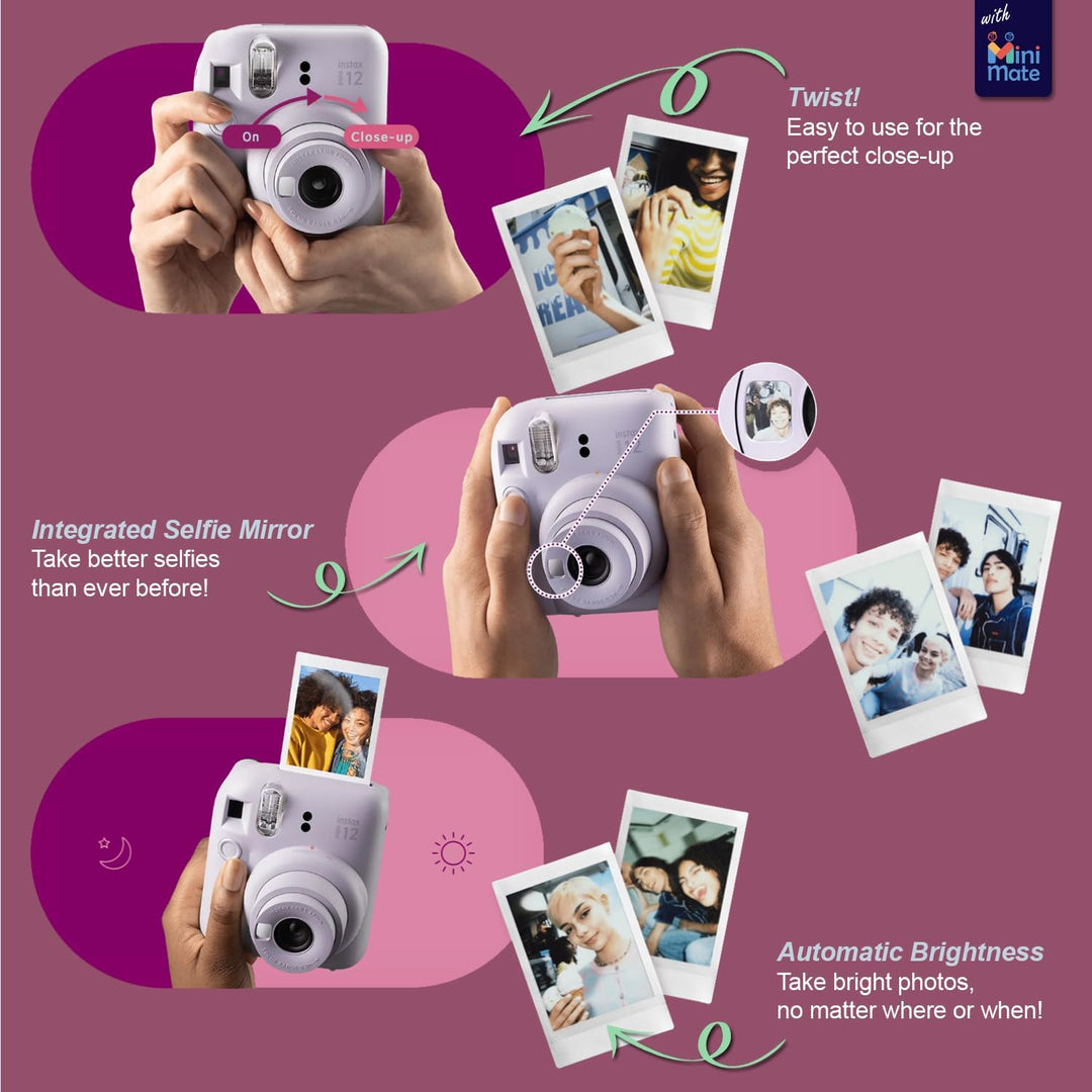 Cámara instantánea Fujifilm Instax Mini 12 color rosa florecido + e...