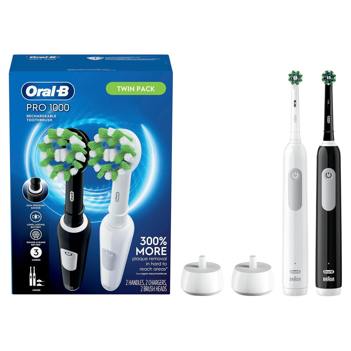 Oral-B Pro 1000 CrossAction Cepillo de dientes eléctrico, blanco y...