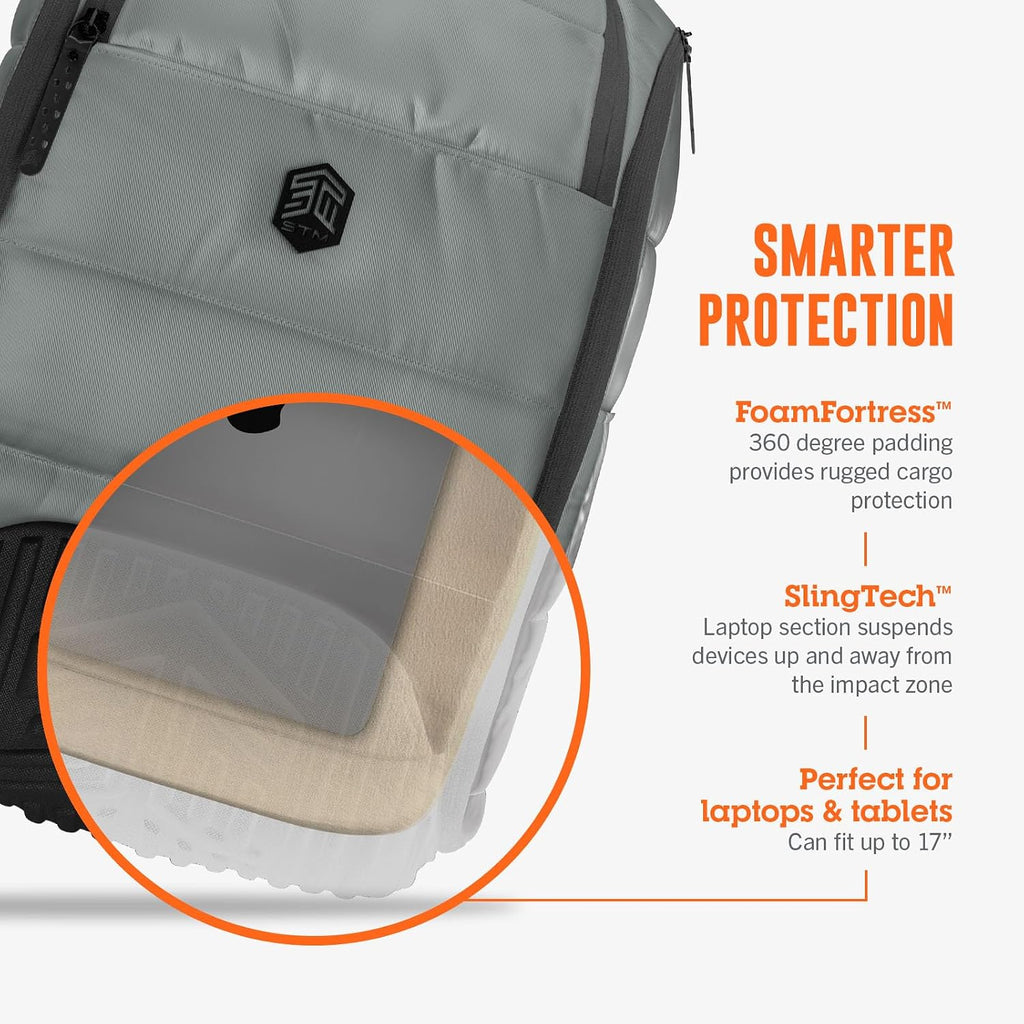 STM Dux - Mochila de 30 litros, resistente, cómoda, innovadora, versátil, elegante, mochila protectora de 360 grados para hombres y mujeres, se adapta a una laptop de hasta 17 pulgadas más una funda