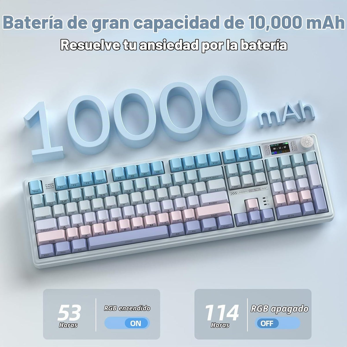 CORBOBO LINGBAO K108 Pro Teclado mecánico inalámbrico con pantalla...