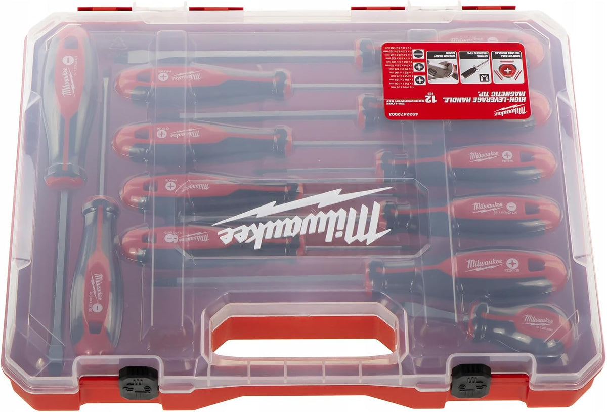 Milwaukee Juego de 12 destornilladores Tri-Lobe 4932472003, rojo