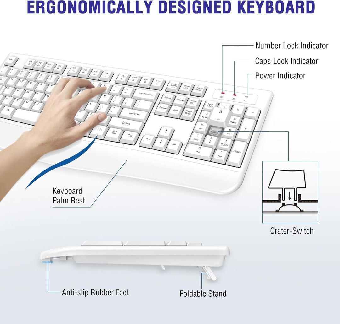 QUASIO Teclado Inalámbrico, Teclado de Computadora Inalámbrico 2.4G...