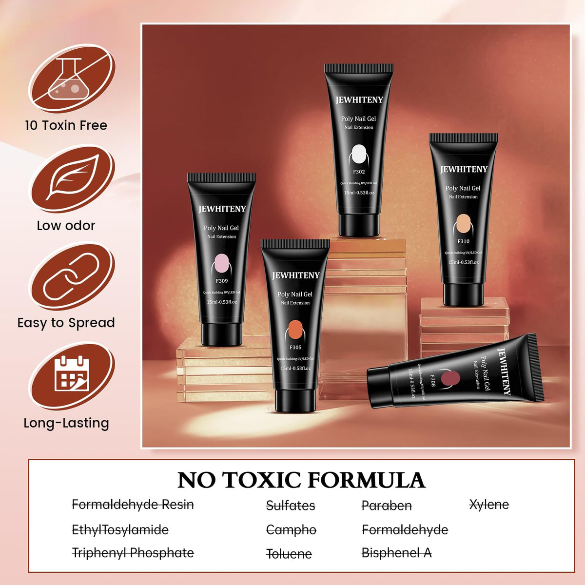 Jewhiteny Kit de extensión de uñas de polygel de 14 piezas con máqu...