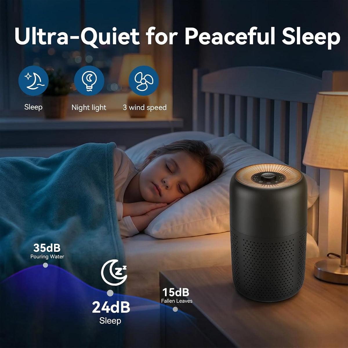 Purificadores de aire para dormitorio, alta eficiencia de hasta 450