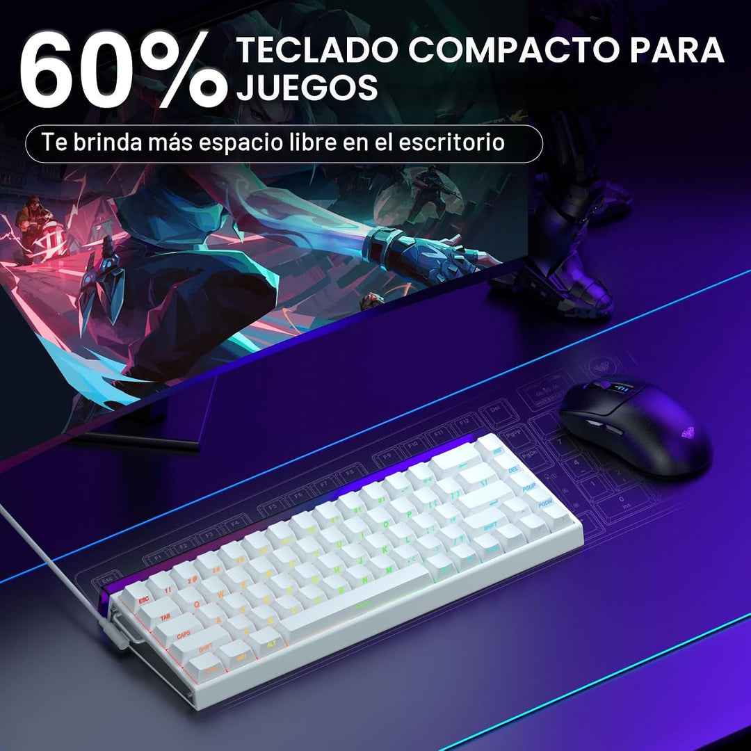 AULA Hero 68 HE 60% Teclado para Juegos con Cable, Teclado con Inte...
