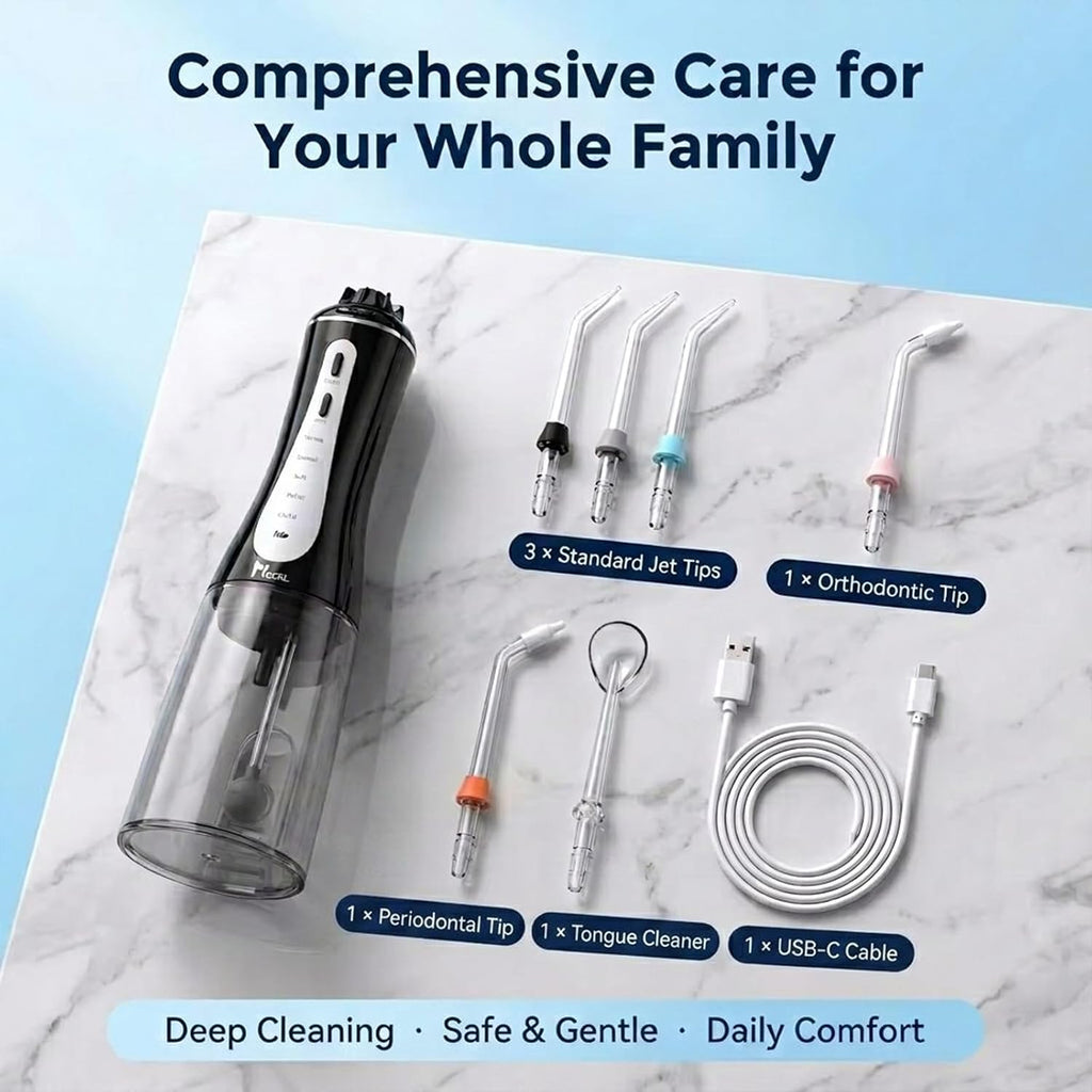 MOCEL - Irrigador dental inalámbrico con 5 modos, limpiador de dientes con agua de 350ml, Black