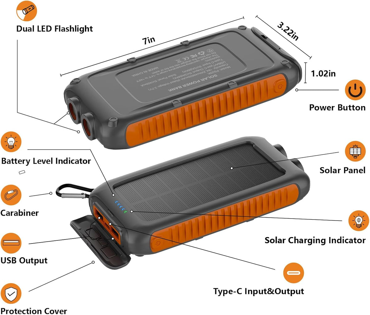 Cargador solar Banco de energía 49800mAh Cargador de teléfono solar...