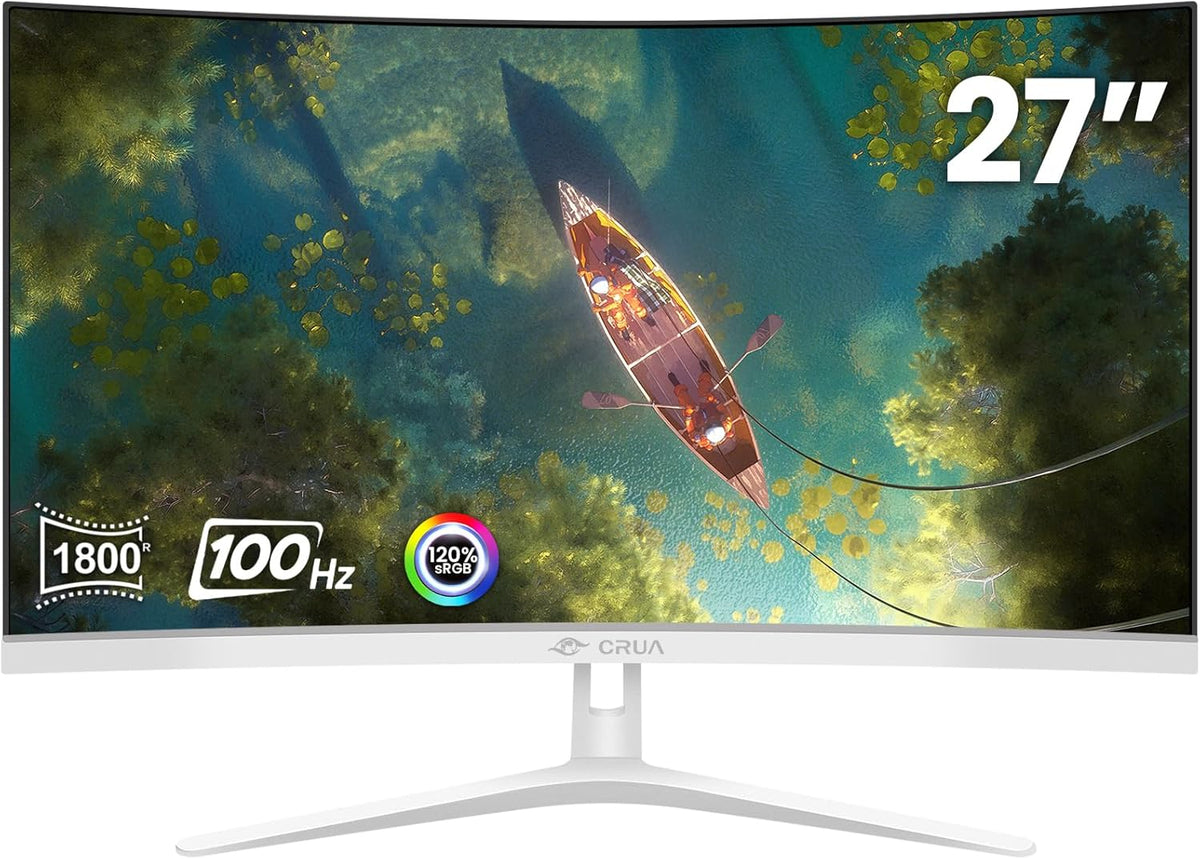 CRUA - Monitor curvo de 27 pulgadas en blanco, Full HD (1920x1080P)...