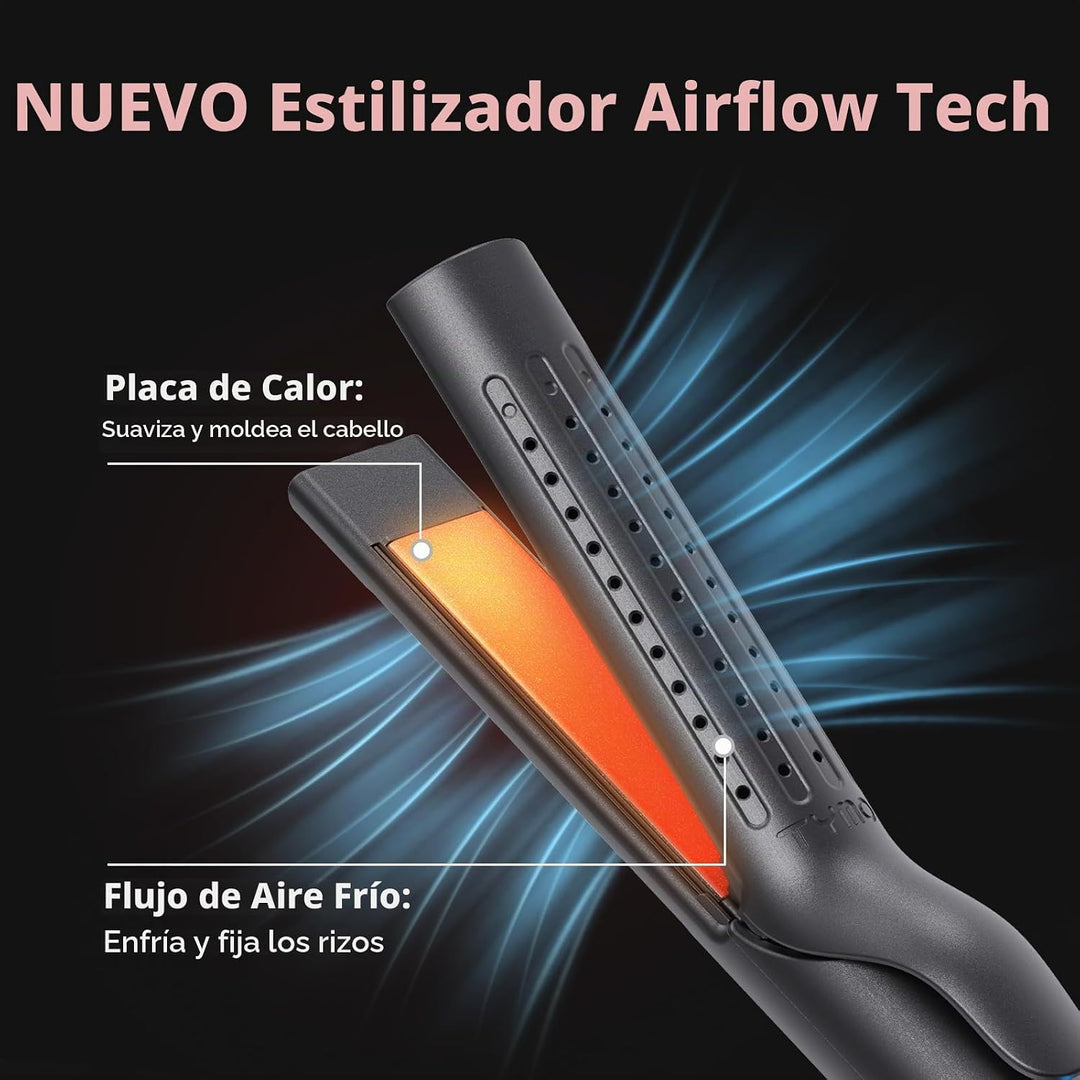 TYMO Airflow 2.0 - Plancha plana para cabello corto, rizador de tit...