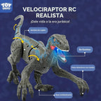 STEAM Life Juguetes de dinosaurio a control remoto para niños de 3 a 5 4 a 7 8 a 12, gran velociraptor recargable RC dinosaurio con caminar, luces y sonidos, juguete jurásico realista, regalos de cumpleaños para niños y niñas