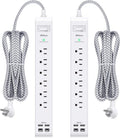 Mifaso Paquete de 2 regletas de alimentación, cable de extensión de enchufe