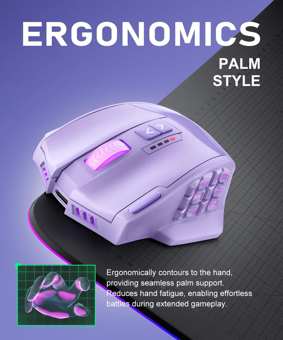 UtechSmart Ratón inalámbrico Venus Pro MMO para juegos, sensor ópti...