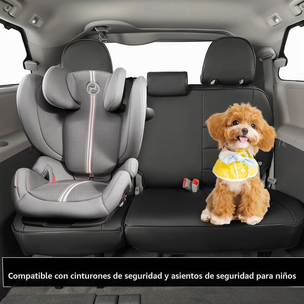 EKR - Funda de asiento para vehículo, 8 asientos, 2da fila con división 424, juego completo, tres filas, cuero, color negro