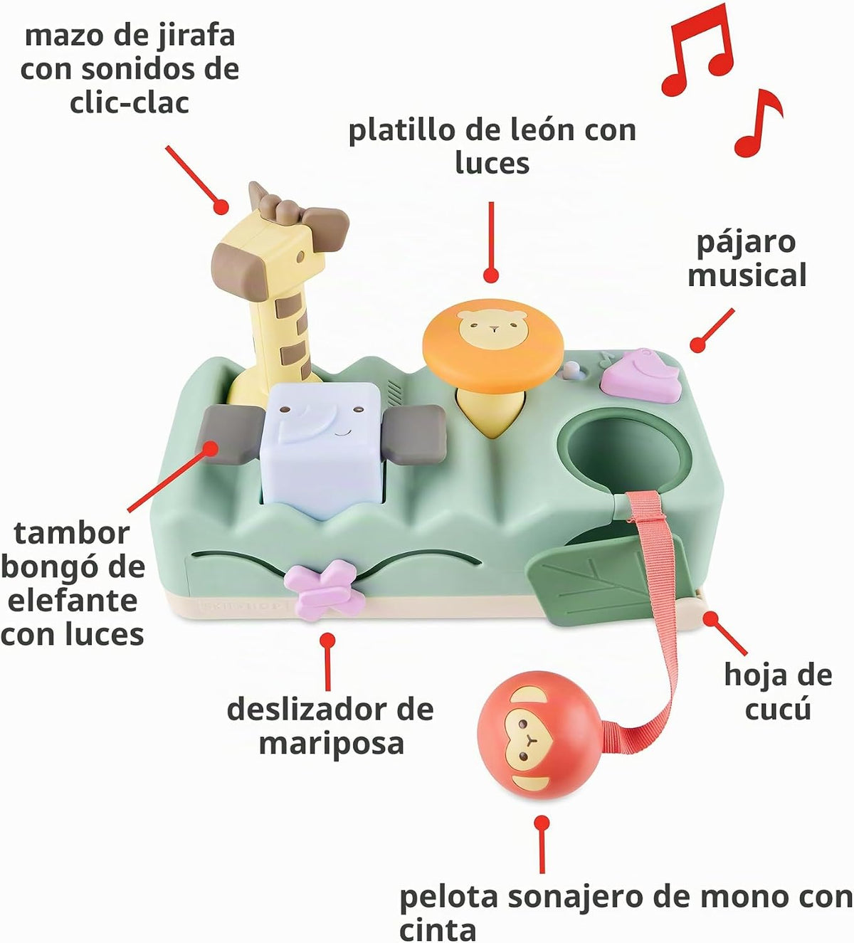 Skip Hop Tiempo boca abajo y juego sentado causa y efecto desarrollo musical para bebé juguete con 12 sonidos de animales, luces, música y 6 actividades, maravillas geométricas 2 en 1, banco de