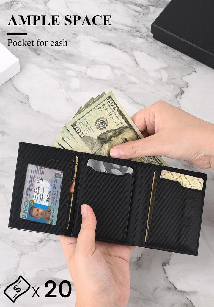 Aibirui Billetera para hombre, billetera triple para hombre con cap...