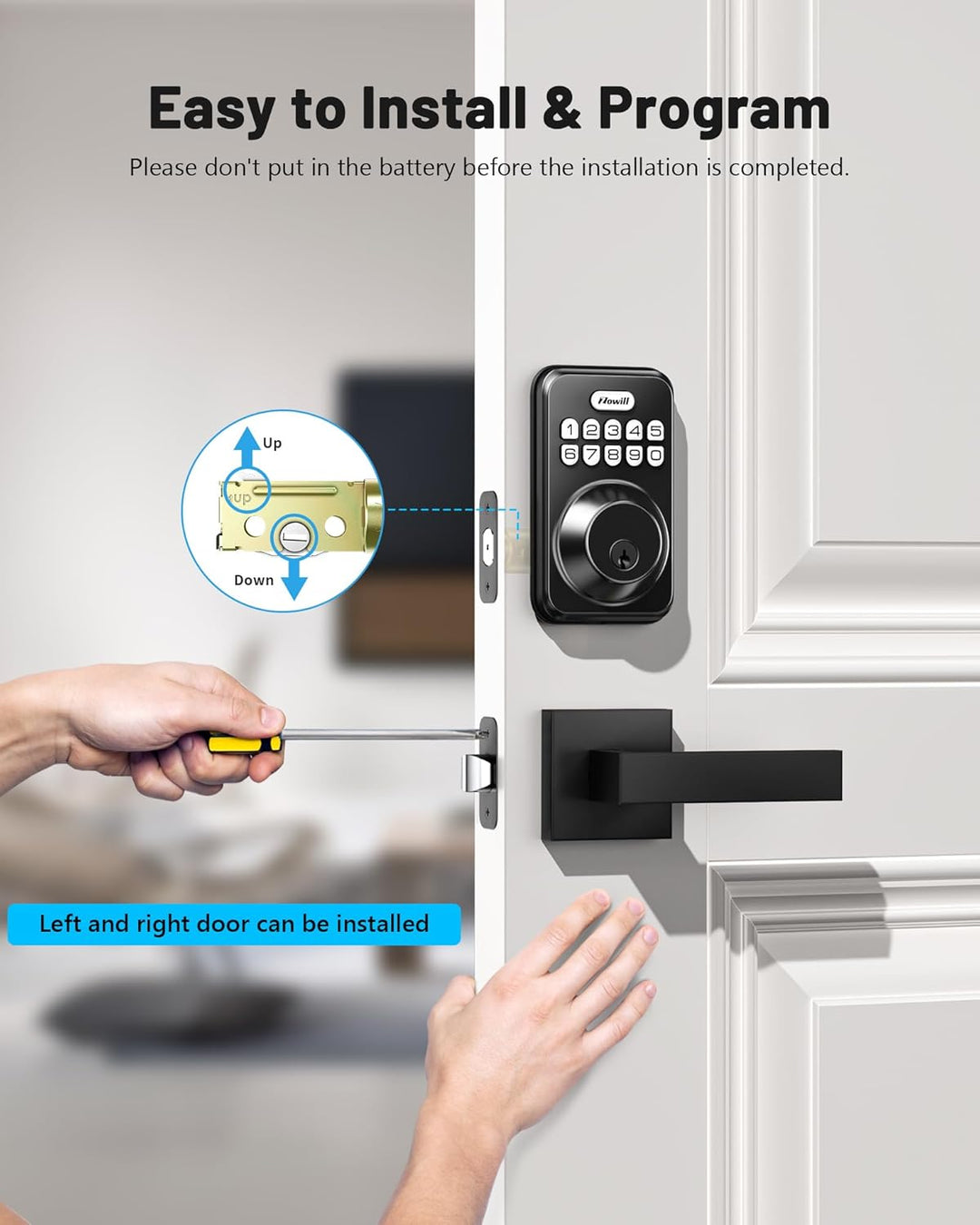 Zowill - Juego de cerradura electrónica de puerta de entrada delant...