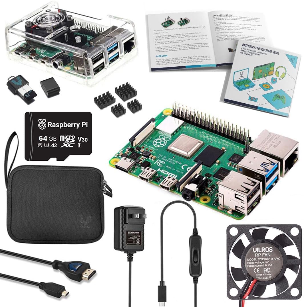 Vilros Kit completo de Raspberry Pi 4 \u2013 Incluye placa Pi 4, ca...