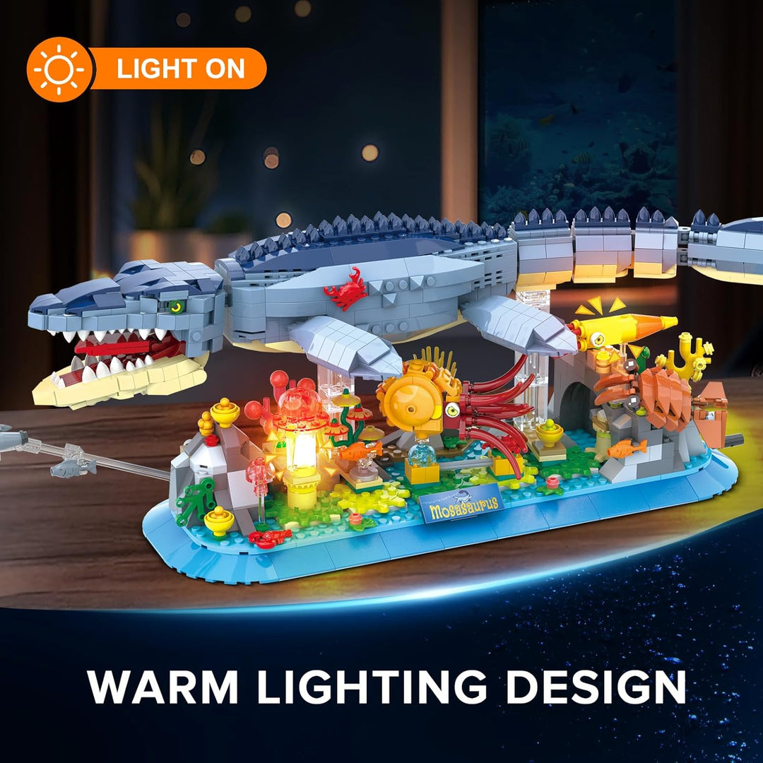 Mosasaurus - Juego de construcción con luz LED 1219 piezas