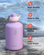 Coolflask - Funda de piel sintética aislada para botella de agua, 64 onzas, color lila y morado