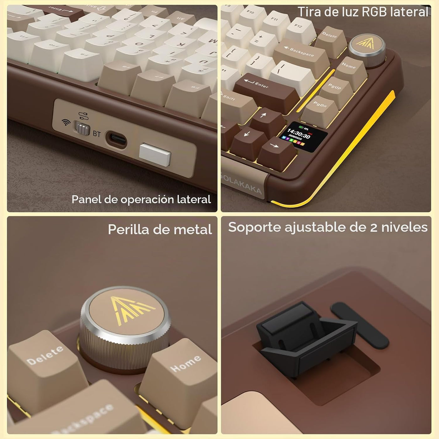 SOLAKAKA A75 PRO Teclado mecánico inalámbrico 75% con pantalla y pe...