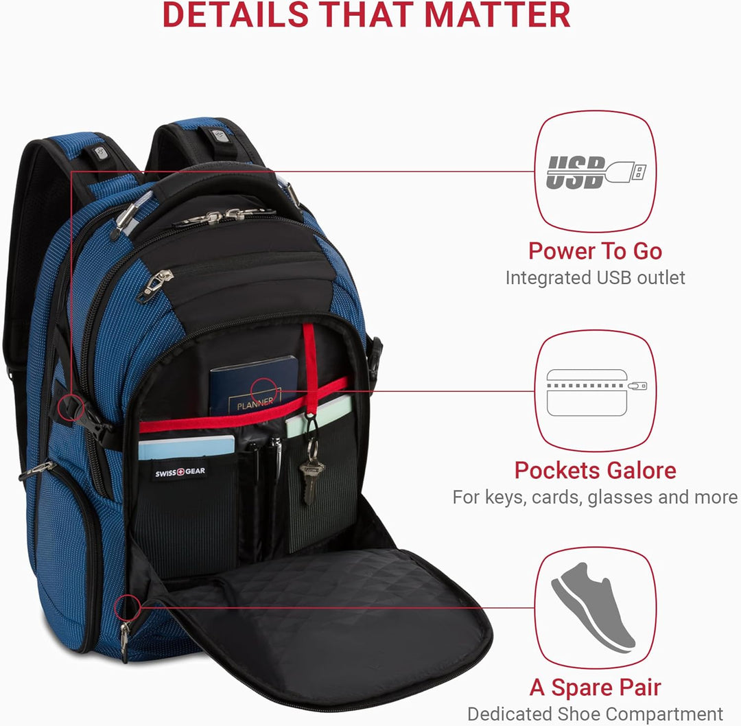 SwissGear 5358 USB ScanSmart Mochila para Portátil de 16", Negr...