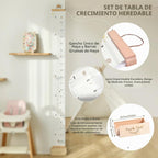 let's make Tabla de crecimiento para pared, tabla de altura de 7 pies con caja de recuerdos y gancho, regla de pared de lona impermeable, extraíble neutra, decoración de pared para bebés, niños pequeños
