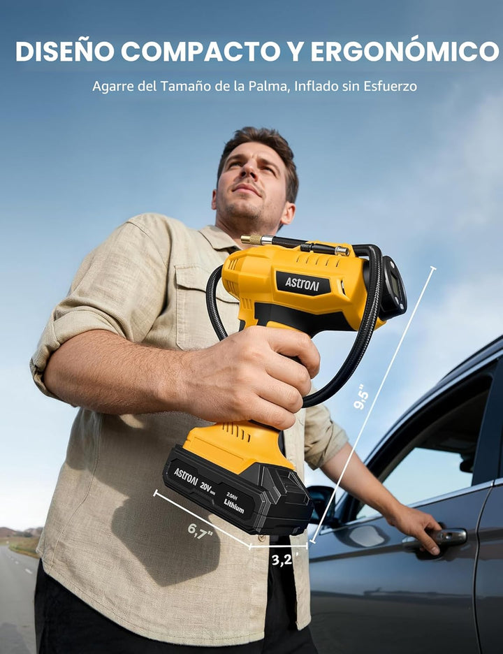 AstroAI Inflador inalámbrico de neumáticos de auto y moto, compreso...