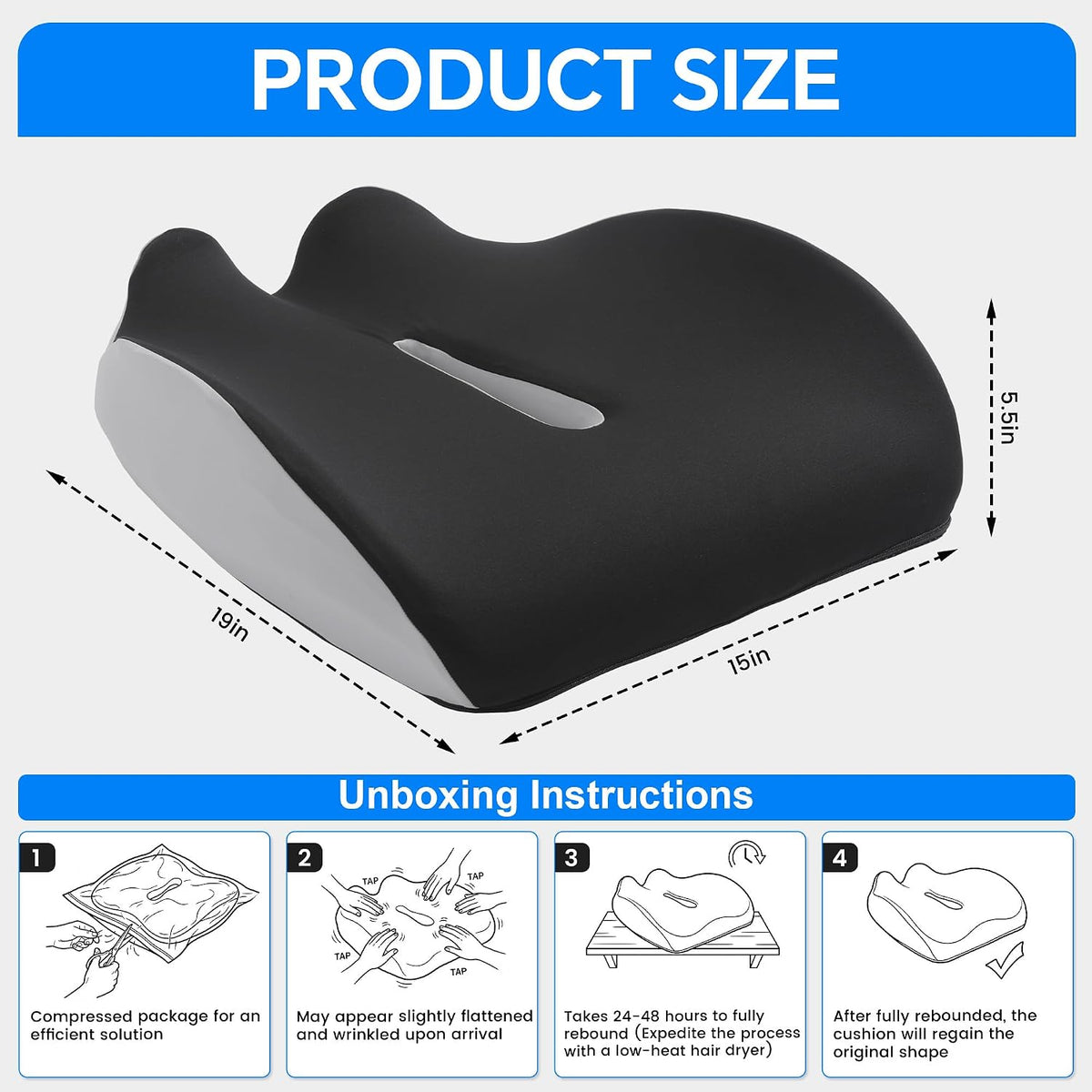 HOMBYS Cojín ergonómico para silla de juegos, cojín grueso de espuma viscoelástica con borde elevado para una presión prolongada al sentarse, cojín para silla de juego para hombres y mujeres