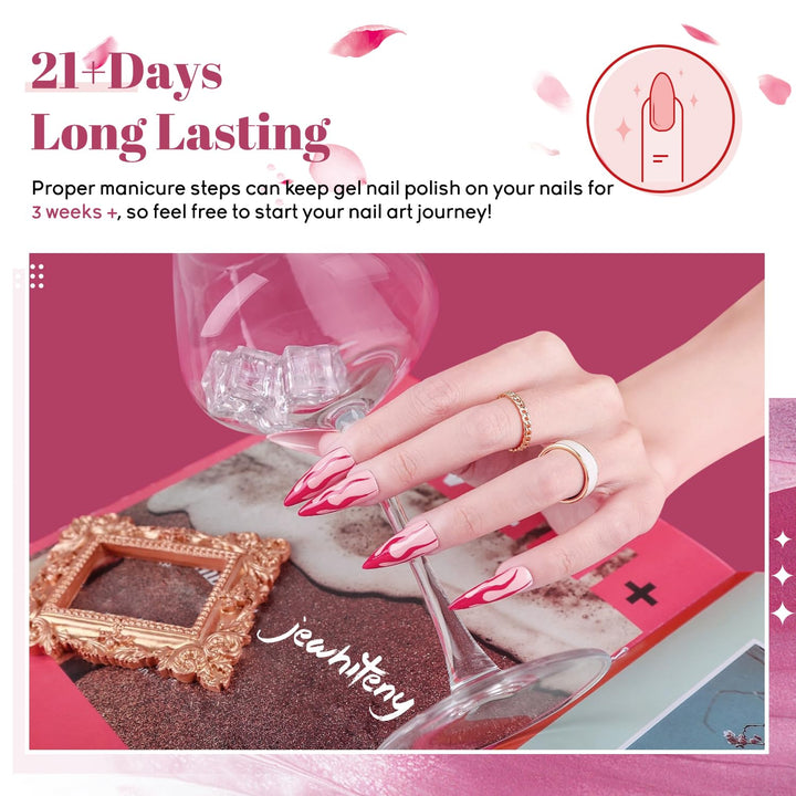 JEWHITENY Kit de esmalte de uñas de gel de 45 piezas con lámpara LE...