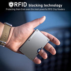 Cartera minimalista con bisagras mejorada para hombres, cartera con bloqueo RFID