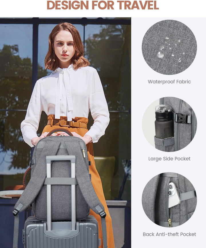 LOVEVOOK Mochila de viaje para mujer y hombre, gris-marrón , Mochil...