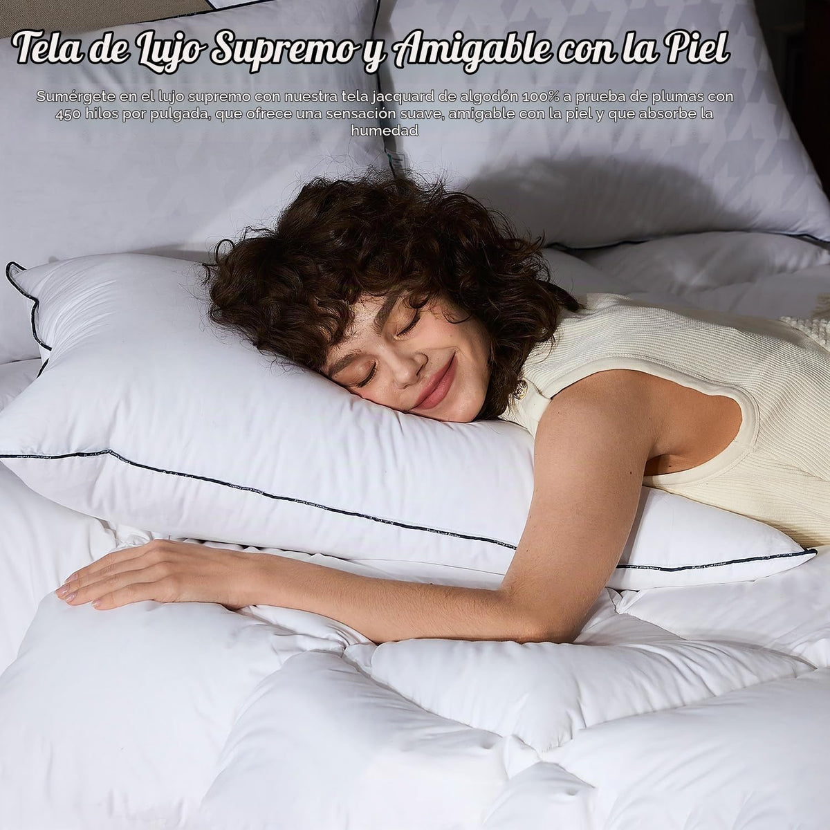Almohada Pacific Coast Goose Down blanca para dormir, suave tamaño Queen