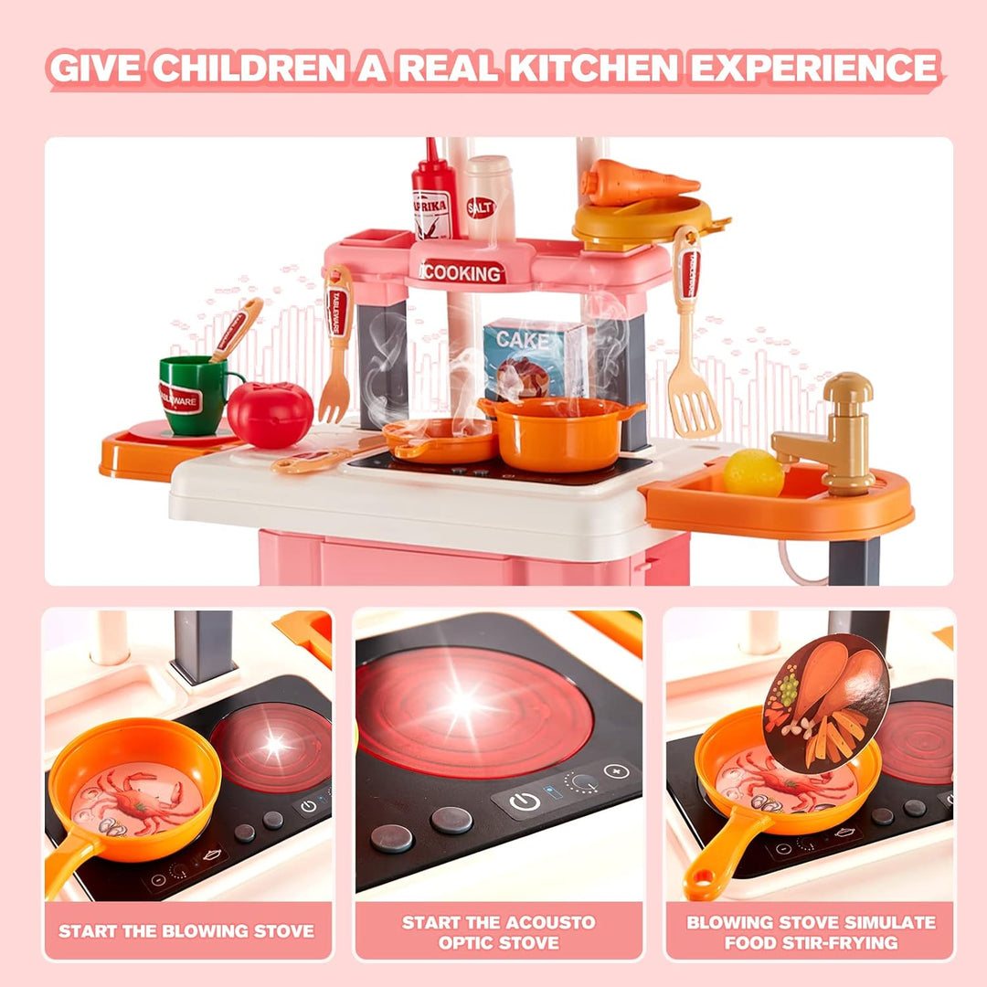 Cocina de juego 3 en 1 para niños y niños pequeños, juego de cocina...