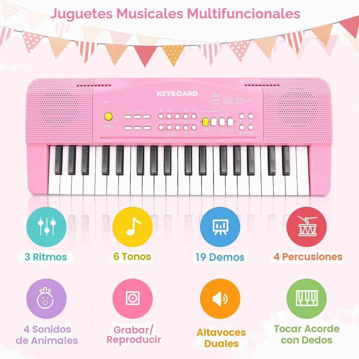 37 teclas para niños pequeños, teclado de piano eléctrico, pianos con micrófono