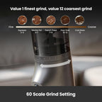 Gemilai Molinillo de Café Eléctrico de Fresas Cónicas, Molinillo de Granos de Café con Temporizador Inteligente 60S, 60 Ajustes de Molienda Ajustables Precisos para Espresso, 2-12 Tazas, Fácil de