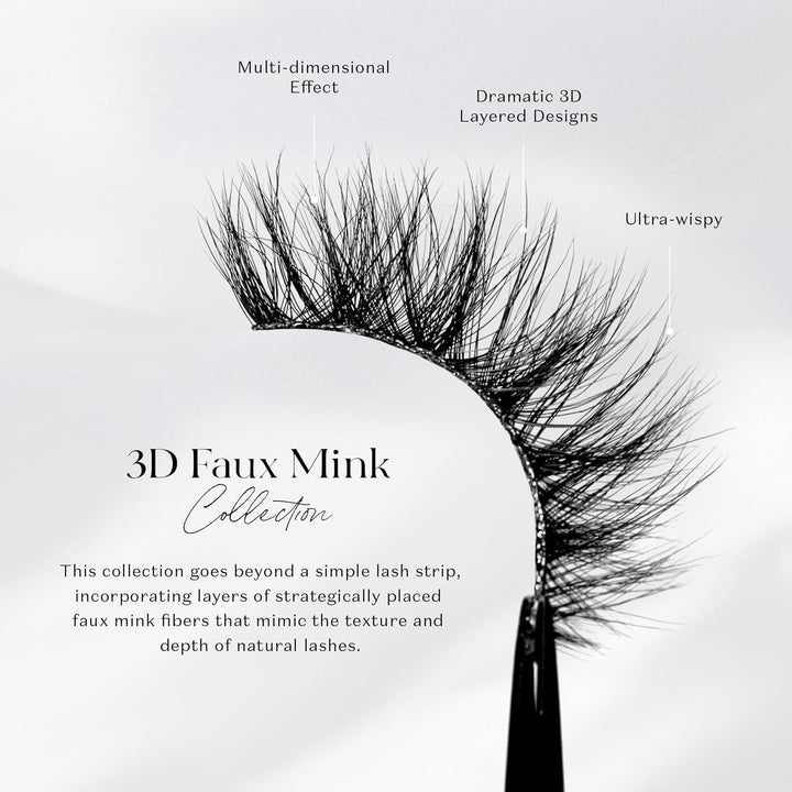 Lilly Lashes - Pestañas postizas de visón sintético en tiras 3D con...