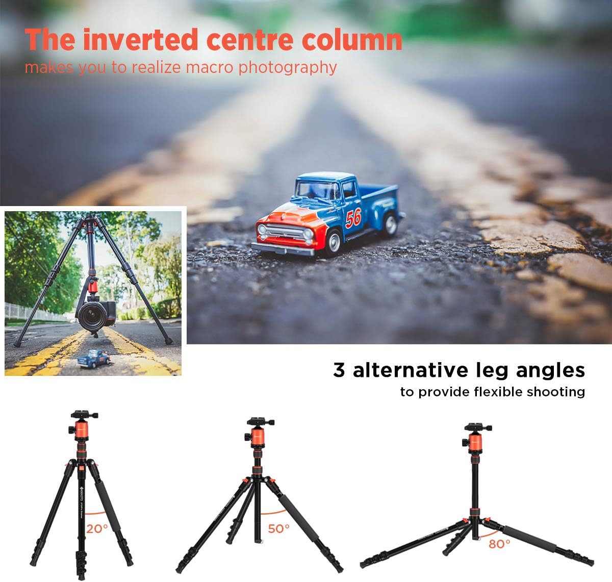 Trípode de 77 pulgadas, trípode de cámara para DSLR, trípode de aluminio compacto con cabezal de bola de 360 grados y carga de 17.6 lbs para viajes y trabajo