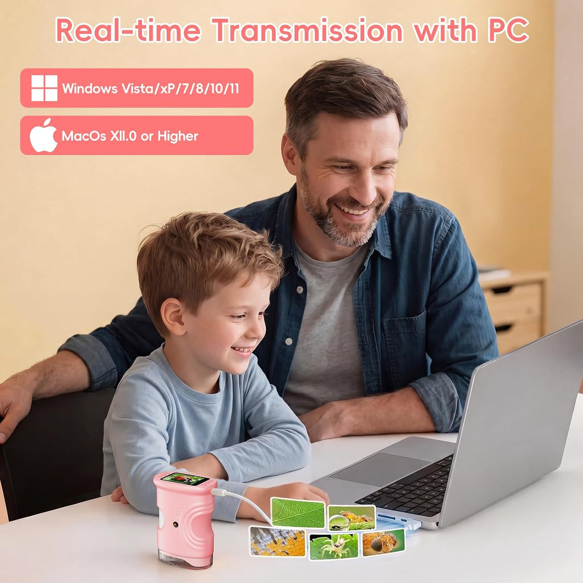 Microscopio digital portátil 4K 1000X para niños con pantalla IPS de 2.0