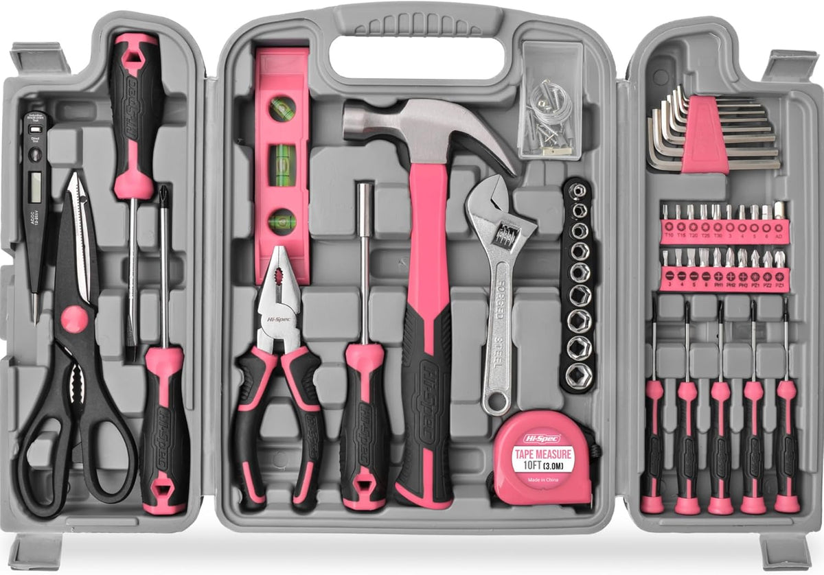 Hi-Spec Kit de herramientas rosa de reparación de bricolaje para mujer