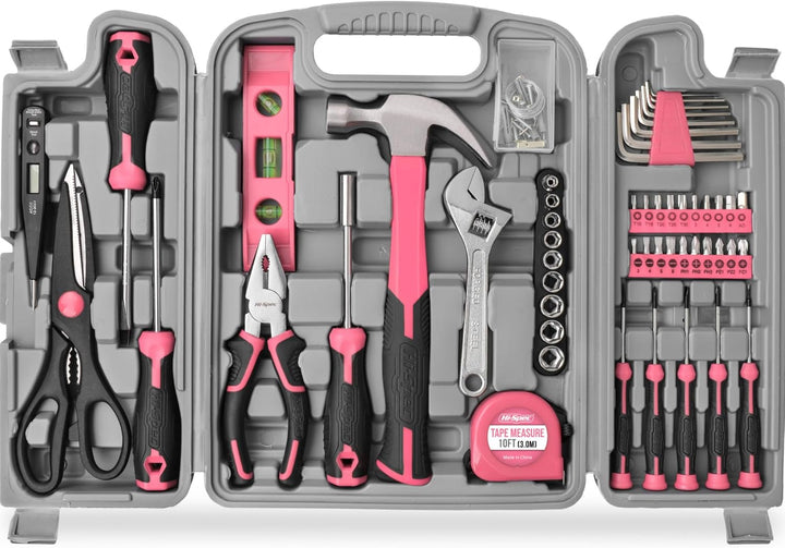 Hi-Spec Juego de herramientas de reparación de bricolaje rosa para...