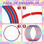 Halloscume 6 Piezas Aro de Ejercicio Desmontable Anillos de Fitness Ajustables Juguete de Plástico Aro de Fitness Juguetes de Patio Círculos de Colores para Juegos de Adolescentes Gimnasia Agilidad
