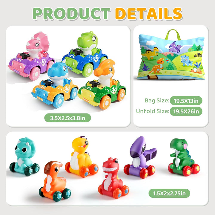 ALASOU 10 juguetes de dinosaurio para niños de 1 año con tapete de...