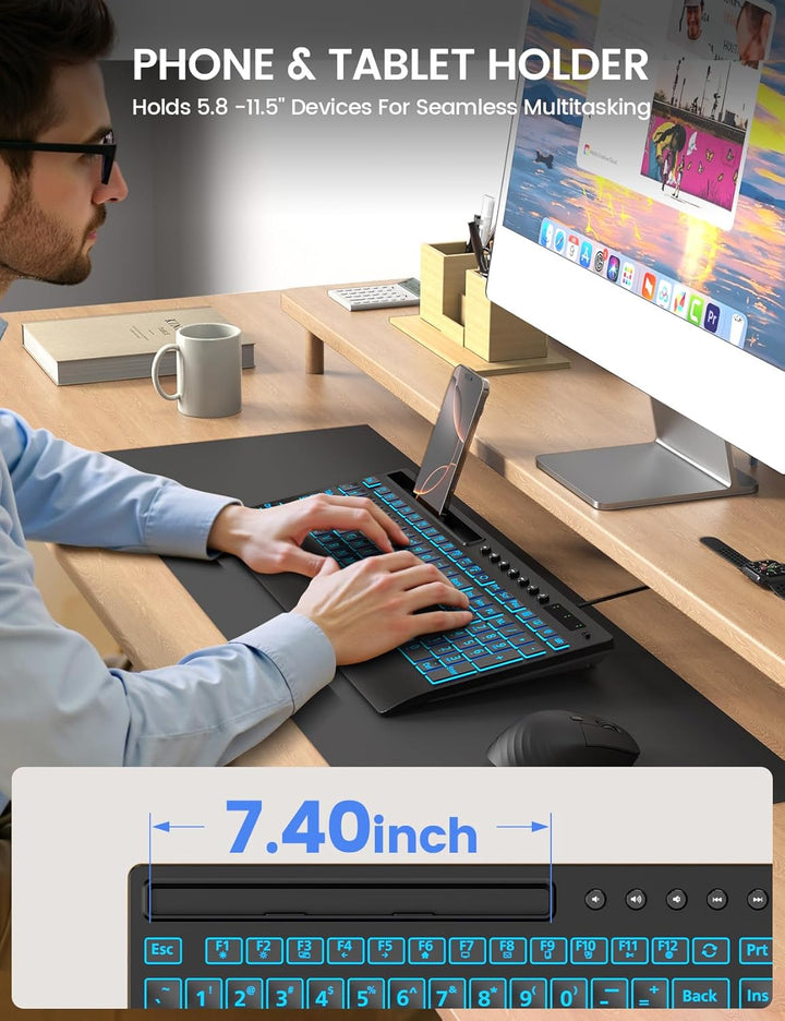 SABLUTE Teclado retroiluminado de impresión grande teclado