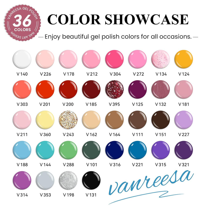 VANREESA Kit de esmalte de uñas de gel con luz UV, 53 piezas, juego...