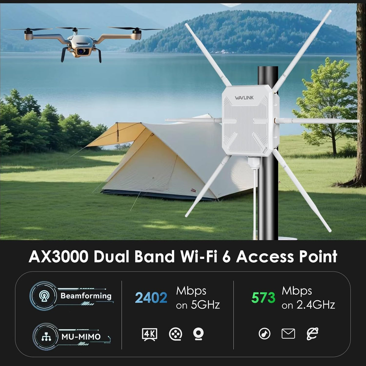 Extensor WiFi 6 para exteriores AX3000 2026 repetidor WiFi