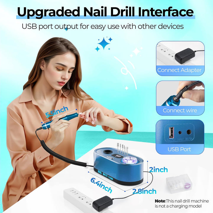 JOSGLOI Taladro Eléctrico para Uñas Profesional: Kit de Lima Eléctr...